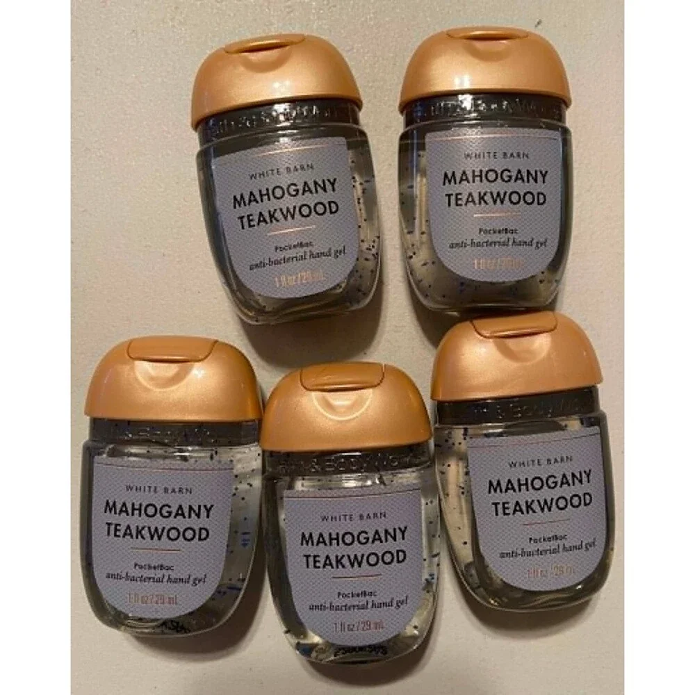 Bath & Body Works 1oz Mahogany Teakwood  Anti-Bacterial Hand Gel X5 New